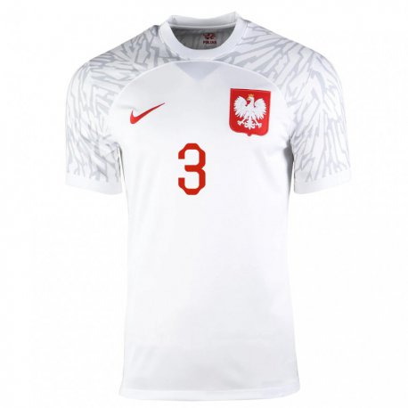 Kandiny Enfant Maillot Pologne Jakub Kiwior #3 Blanc Tenues Domicile 22-24 T-shirt