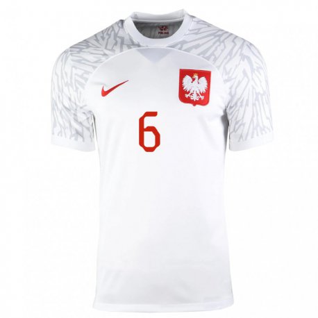 Kandiny Enfant Maillot Pologne Mateusz Wieteska #6 Blanc Tenues Domicile 22-24 T-shirt
