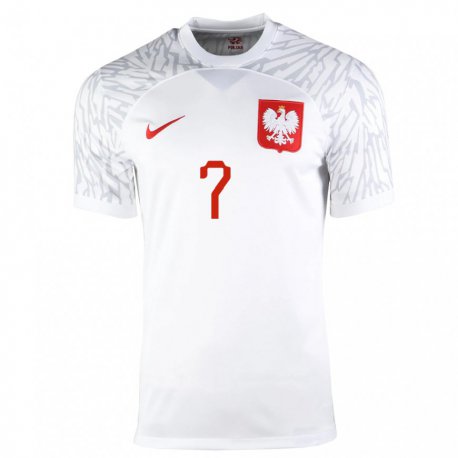 Kandiny Enfant Maillot Pologne Arkadiusz Milik #7 Blanc Tenues Domicile 22-24 T-shirt