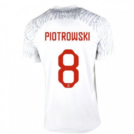 Kandiny Enfant Maillot Pologne Jakub Piotrowski #8 Blanc Tenues Domicile 22-24 T-shirt