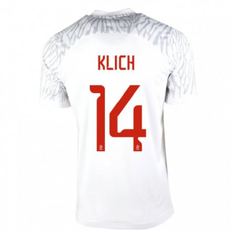 Kandiny Enfant Maillot Pologne Mateusz Klich #14 Blanc Tenues Domicile 22-24 T-shirt