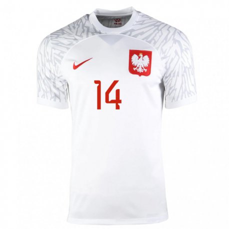Kandiny Enfant Maillot Pologne Mateusz Klich #14 Blanc Tenues Domicile 22-24 T-shirt