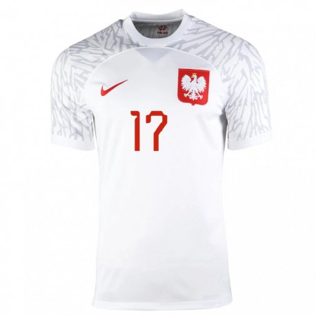 Kandiny Enfant Maillot Pologne Przemyslaw Frankowski #17 Blanc Tenues Domicile 22-24 T-shirt
