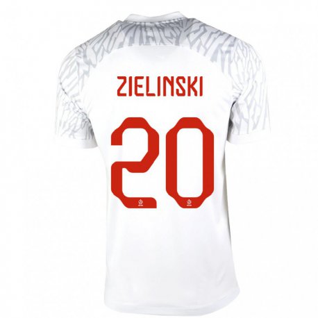 Kandiny Enfant Maillot Pologne Piotr Zielinski #20 Blanc Tenues Domicile 22-24 T-shirt