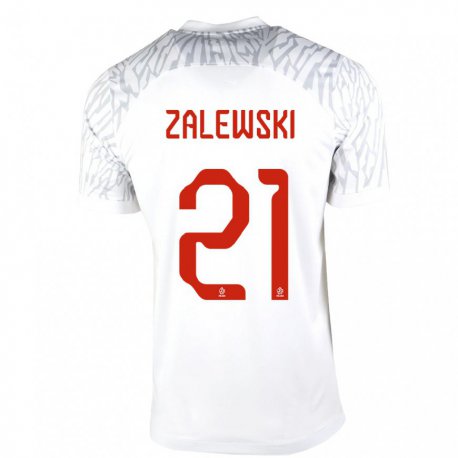 Kandiny Enfant Maillot Pologne Nicola Zalewski #21 Blanc Tenues Domicile 22-24 T-shirt