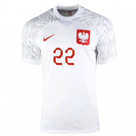 Kandiny Enfant Maillot Pologne Bartlomiej Dragowski #22 Blanc Tenues Domicile 22-24 T-shirt
