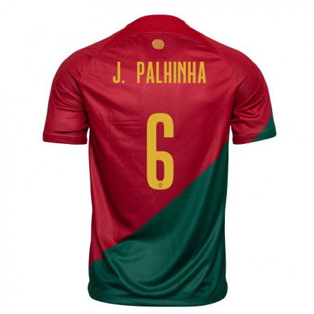 Kandiny Enfant Maillot Portugal Joao Palhinha #6 Rouge Vert Tenues Domicile 22-24 T-shirt