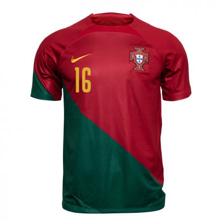 Kandiny Enfant Maillot Portugal Renato Sanches #16 Rouge Vert Tenues Domicile 22-24 T-shirt