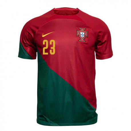 Kandiny Enfant Maillot Portugal Matheus Nunes #23 Rouge Vert Tenues Domicile 22-24 T-shirt