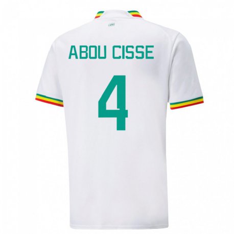 Kandiny Enfant Maillot Sénégal Pape Abou Cisse #4 Blanc Tenues Domicile 22-24 T-shirt