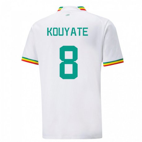 Kandiny Enfant Maillot Sénégal Cheikhou Kouyate #8 Blanc Tenues Domicile 22-24 T-shirt