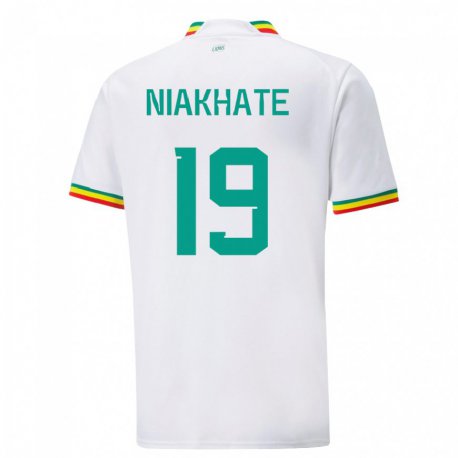Kandiny Enfant Maillot Sénégal Moussa Niakhate #19 Blanc Tenues Domicile 22-24 T-shirt
