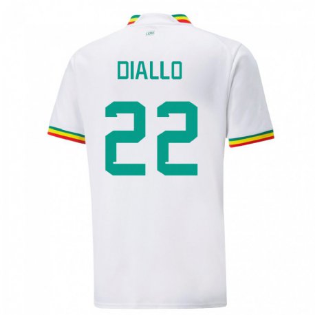 Kandiny Enfant Maillot Sénégal Abdou Diallo #22 Blanc Tenues Domicile 22-24 T-shirt