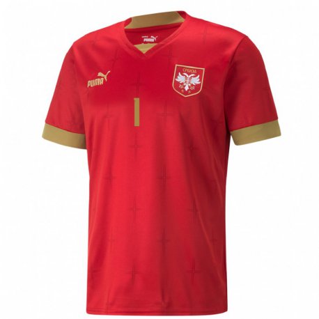 Kandiny Enfant Maillot Serbie Marko Dmitrovic #1 Rouge Tenues Domicile 22-24 T-shirt