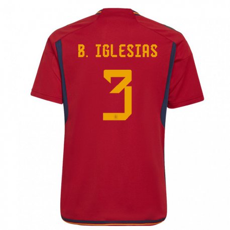 Kandiny Enfant Maillot Espagne Borja Iglesias #3 Rouge Tenues Domicile 22-24 T-shirt