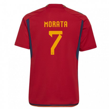 Kandiny Enfant Maillot Espagne Alvaro Morata #7 Rouge Tenues Domicile 22-24 T-shirt