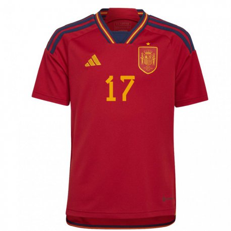 Kandiny Enfant Maillot Espagne Marcos Alonso #17 Rouge Tenues Domicile 22-24 T-shirt