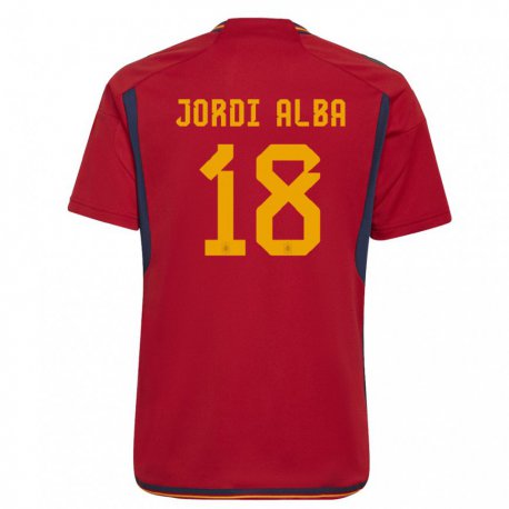 Kandiny Enfant Maillot Espagne Jordi Alba #18 Rouge Tenues Domicile 22-24 T-shirt