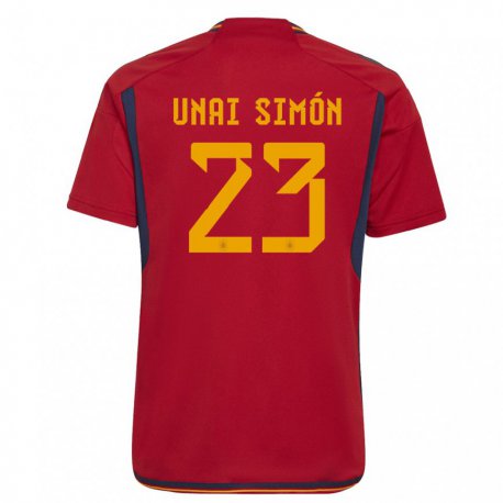 Kandiny Enfant Maillot Espagne Unai Simon #23 Rouge Tenues Domicile 22-24 T-shirt