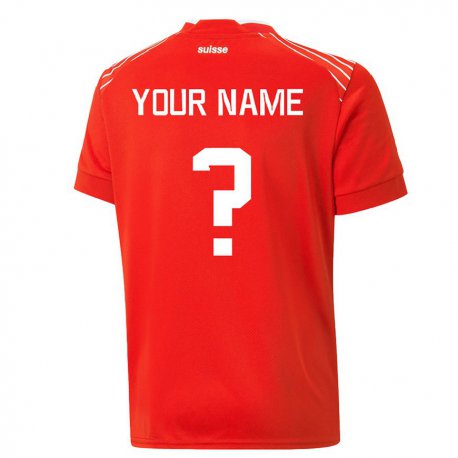 Kandiny Enfant Maillot Suisse Votre Nom #0 Rouge Tenues Domicile 22-24 T-shirt