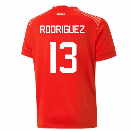 Kandiny Enfant Maillot Suisse Ricardo Rodriguez #13 Rouge Tenues Domicile 22-24 T-shirt