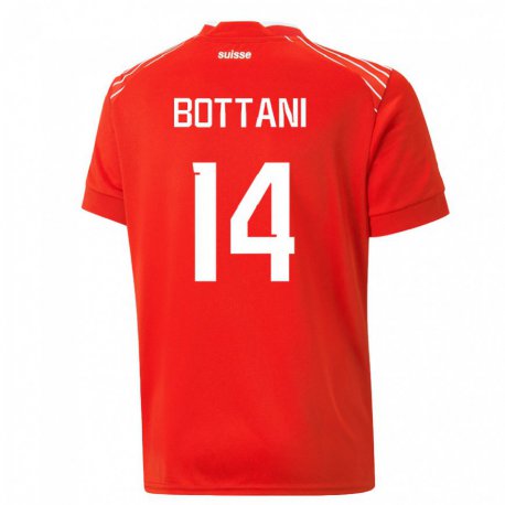 Kandiny Enfant Maillot Suisse Mattia Bottani #14 Rouge Tenues Domicile 22-24 T-shirt