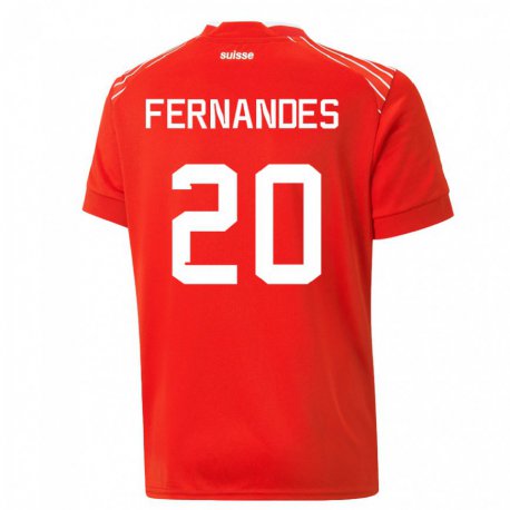 Kandiny Enfant Maillot Suisse Edimilson Fernandes #20 Rouge Tenues Domicile 22-24 T-shirt