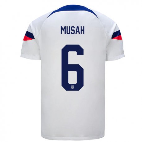Kandiny Enfant Maillot États-unis Yunus Musah #6 Blanc Tenues Domicile 22-24 T-shirt