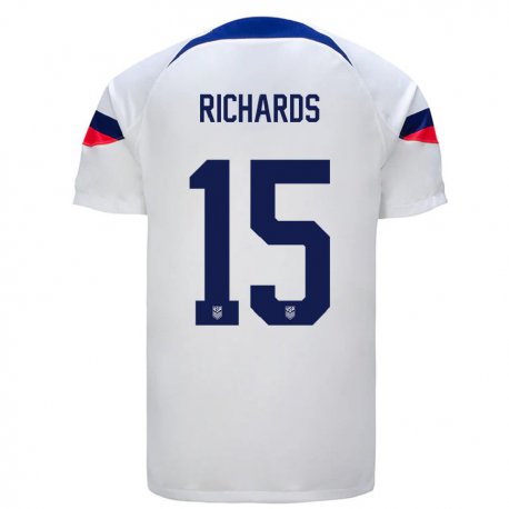 Kandiny Enfant Maillot États-unis Chris Richards #15 Blanc Tenues Domicile 22-24 T-shirt