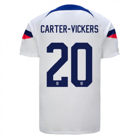Kandiny Enfant Maillot États-unis Cameron Carter-vickers #20 Blanc Tenues Domicile 22-24 T-shirt