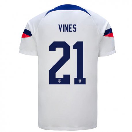 Kandiny Enfant Maillot États-unis Sam Vines #21 Blanc Tenues Domicile 22-24 T-shirt