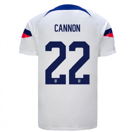 Kandiny Enfant Maillot États-unis Reggie Cannon #22 Blanc Tenues Domicile 22-24 T-shirt