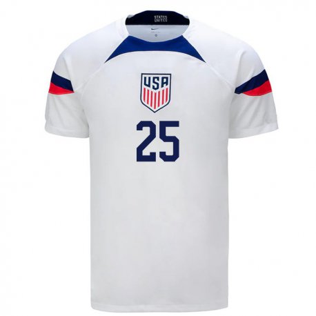Kandiny Enfant Maillot États-unis Sean Johnson #25 Blanc Tenues Domicile 22-24 T-shirt