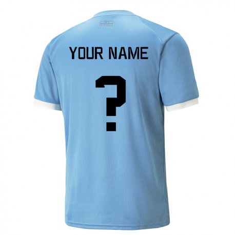 Kandiny Enfant Maillot Uruguay Votre Nom #0 Bleue Tenues Domicile 22-24 T-shirt