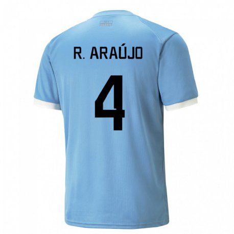 Kandiny Enfant Maillot Uruguay Ronald Araujo #4 Bleue Tenues Domicile 22-24 T-shirt