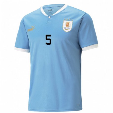 Kandiny Enfant Maillot Uruguay Matias Vecino #5 Bleue Tenues Domicile 22-24 T-shirt