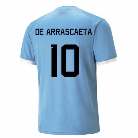 Kandiny Enfant Maillot Uruguay Giorgian De Arrascaeta #10 Bleue Tenues Domicile 22-24 T-shirt