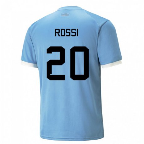Kandiny Enfant Maillot Uruguay Diego Rossi #20 Bleue Tenues Domicile 22-24 T-shirt