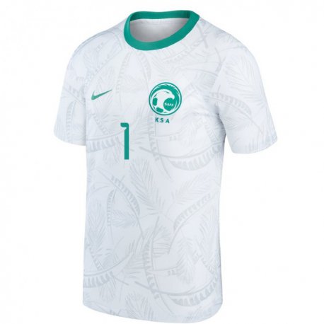 Kandiny Enfant Maillot Arabie Saoudite Mohammed Al Rubaie #1 Blanc Tenues Domicile 22-24 T-shirt