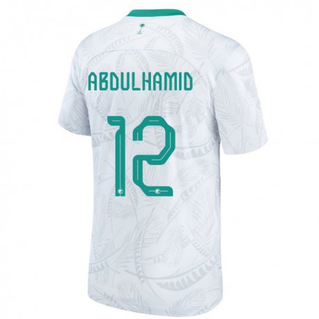 Kandiny Enfant Maillot Arabie Saoudite Saud Abdulhamid #12 Blanc Tenues Domicile 22-24 T-shirt