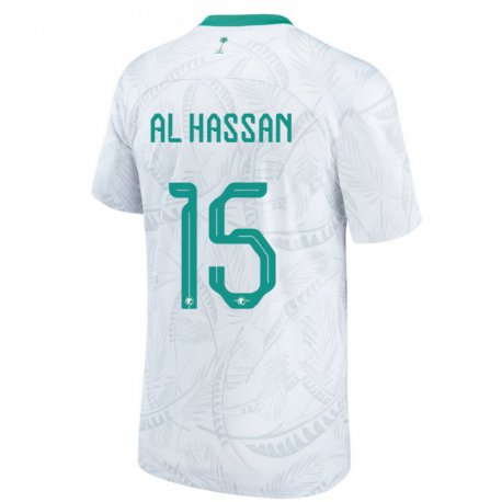 Kandiny Enfant Maillot Arabie Saoudite Ali Al Hassan #15 Blanc Tenues Domicile 22-24 T-shirt