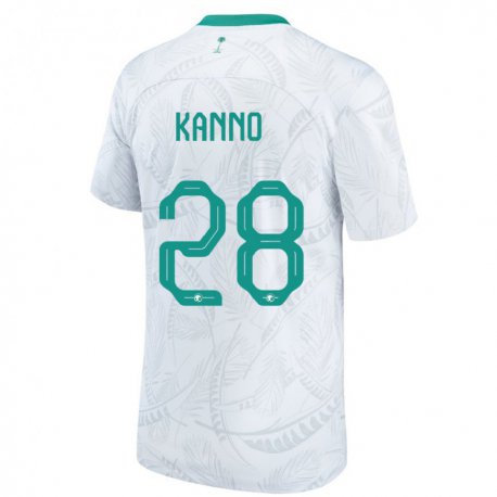 Kandiny Enfant Maillot Arabie Saoudite Mohamed Kanno #28 Blanc Tenues Domicile 22-24 T-shirt
