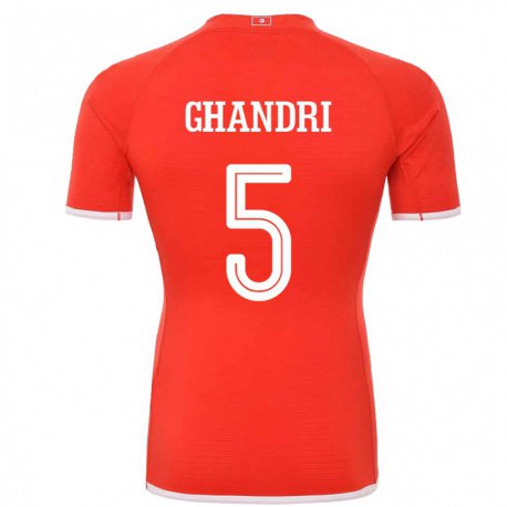 Kandiny Enfant Maillot Tunisie Nader Ghandri #5 Rouge Tenues Domicile 22-24 T-shirt
