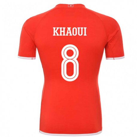 Kandiny Enfant Maillot Tunisie Saif Eddine Khaoui #8 Rouge Tenues Domicile 22-24 T-shirt