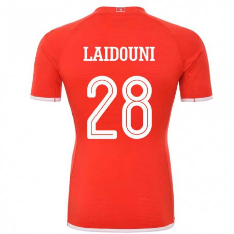 Kandiny Enfant Maillot Tunisie Aissa Laidouni #28 Rouge Tenues Domicile 22-24 T-shirt