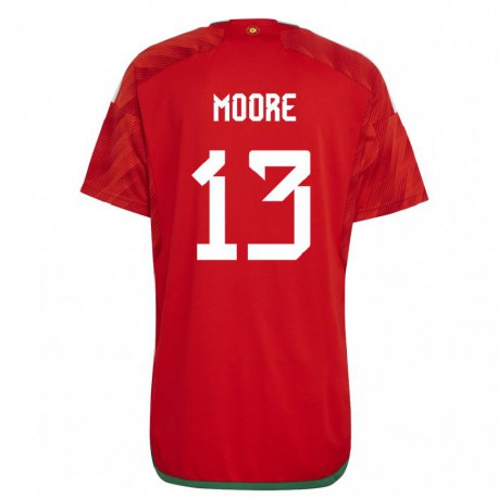 Kandiny Enfant Maillot Pays De Galles Kieffer Moore #13 Rouge Tenues Domicile 22-24 T-shirt