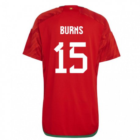 Kandiny Enfant Maillot Pays De Galles Wes Burns #15 Rouge Tenues Domicile 22-24 T-shirt