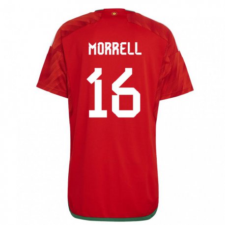 Kandiny Enfant Maillot Pays De Galles Joe Morrell #16 Rouge Tenues Domicile 22-24 T-shirt