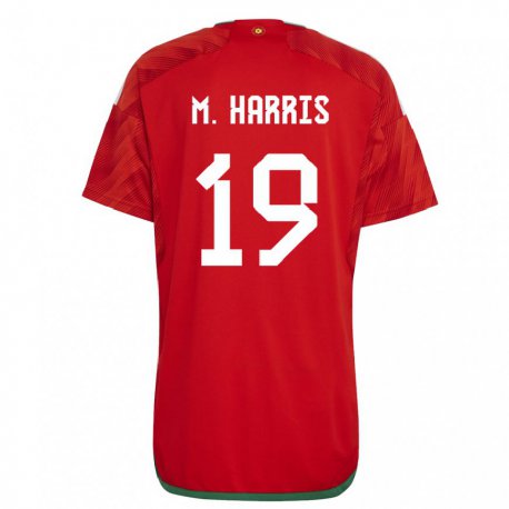 Kandiny Enfant Maillot Pays De Galles Mark Harris #19 Rouge Tenues Domicile 22-24 T-shirt