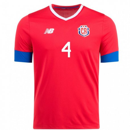 Kandiny Enfant Maillot Costa Rica Keysher Fuller #4 Rouge Tenues Domicile 22-24 T-shirt